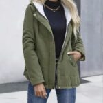 Fleece-lined Hooded Coat Winter Preppy Style Long Sleeve Jacket Warm Pockets Cotton Coat Women's Clothing