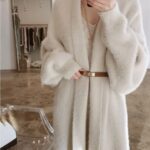 Women's Loose Fitting Knee Length Warm Jacket With Long Sleeves