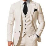 Men's Solid Color 2-piece Buckle Casual Jacket Vest Pants Set